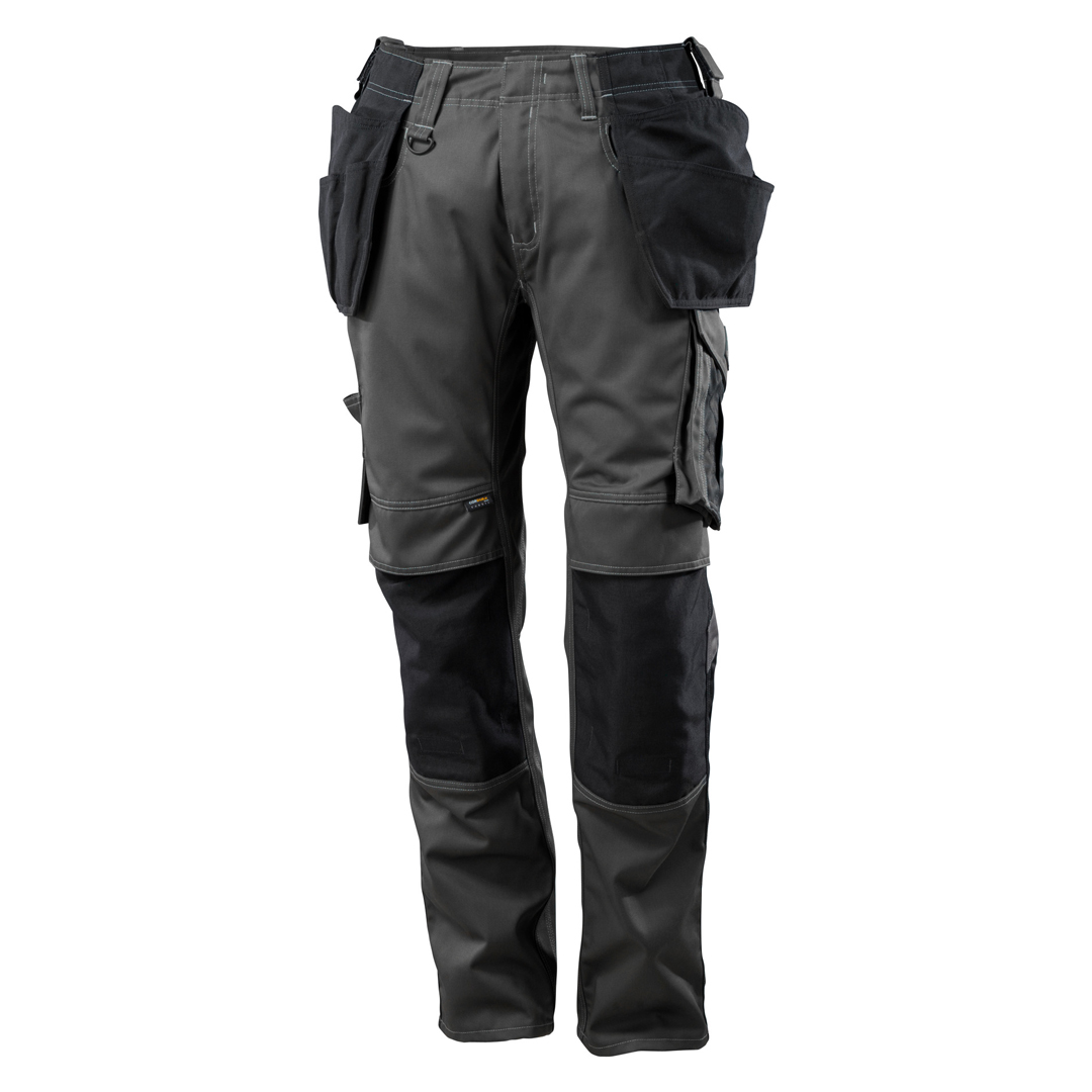 KASSEL TROUSERS WITH KNEE POCKETS DARK ANTHRACITE/BLACK (SIZE 76) - MASCOT UNIQUE