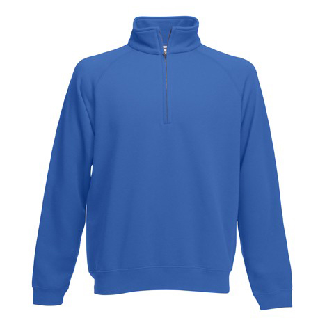 62-114-0, ZIP NECK SWEATER, ROYAL BLUE, 280GR, 80%COTTON/20% POLYESTER, FRUIT OF THE LOOM