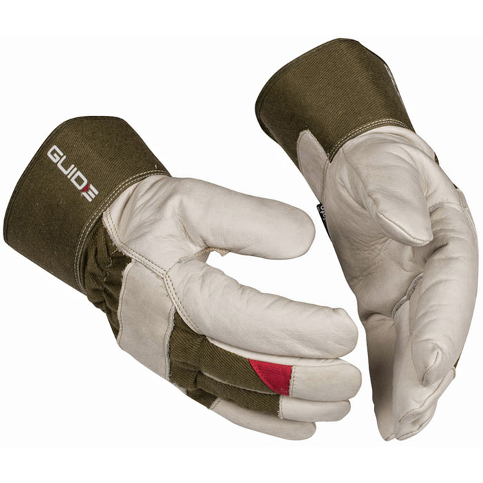 196W, WINTER GLOVES, WHITE/BEIGE, FULL LINING, WITH HOOD - GUIDE