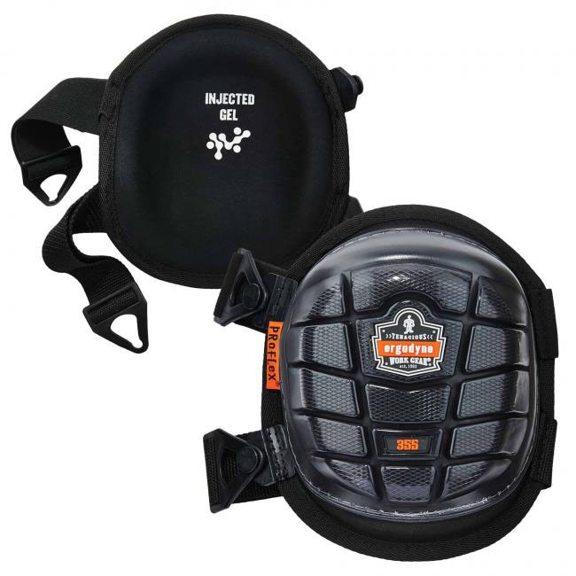 355 ALL-TERRAIN GEL-INJECTED KNEE PADS SHORT HOOD, BLACK - ERGODYNE